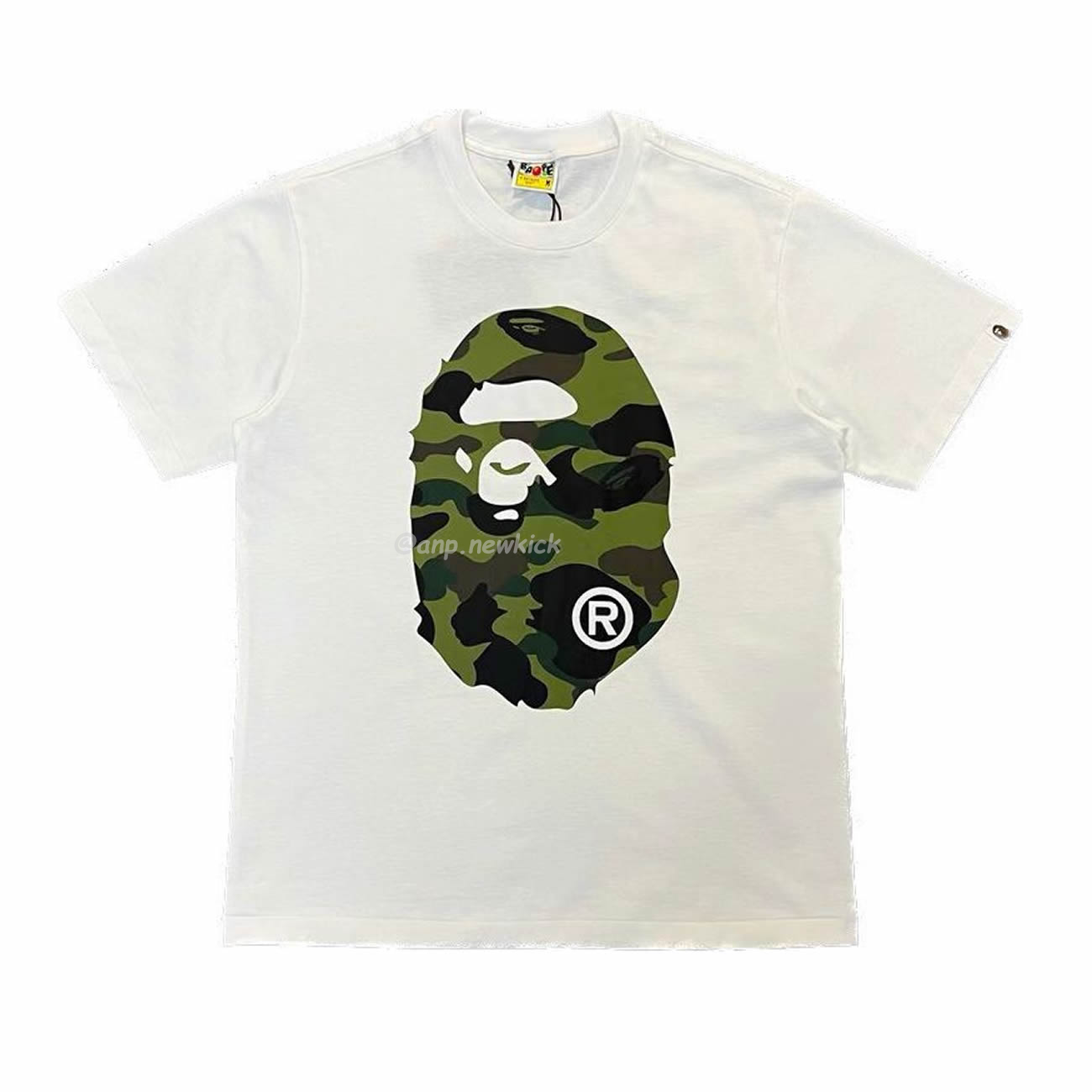 Bape Color Camo Big Ape Head Tee White Black White Green (20) - newkick.app